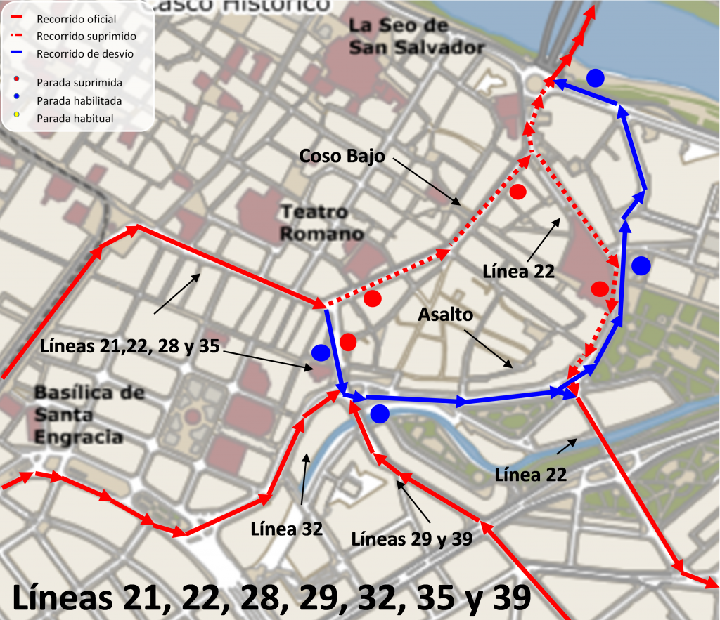 Corte del Coso, líneas 21, 22, 28, 29, 32, 35 y 39